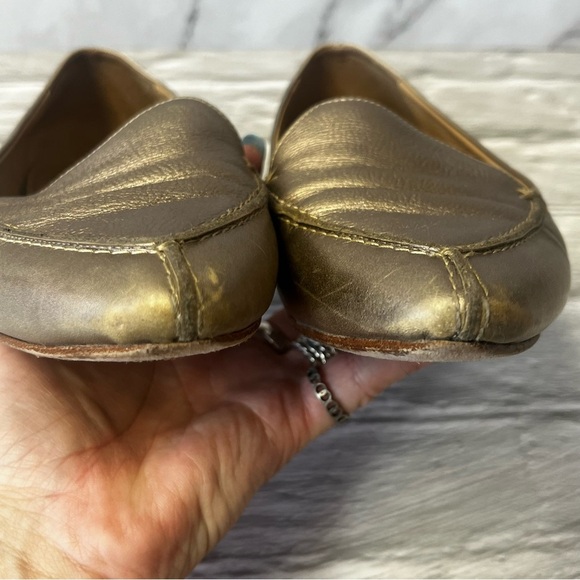 Poppy Barley Gold Metallic Leather Loafer Slides - Picture 16 of 16